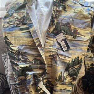 Scenic Print Jacket with Nature Motif
